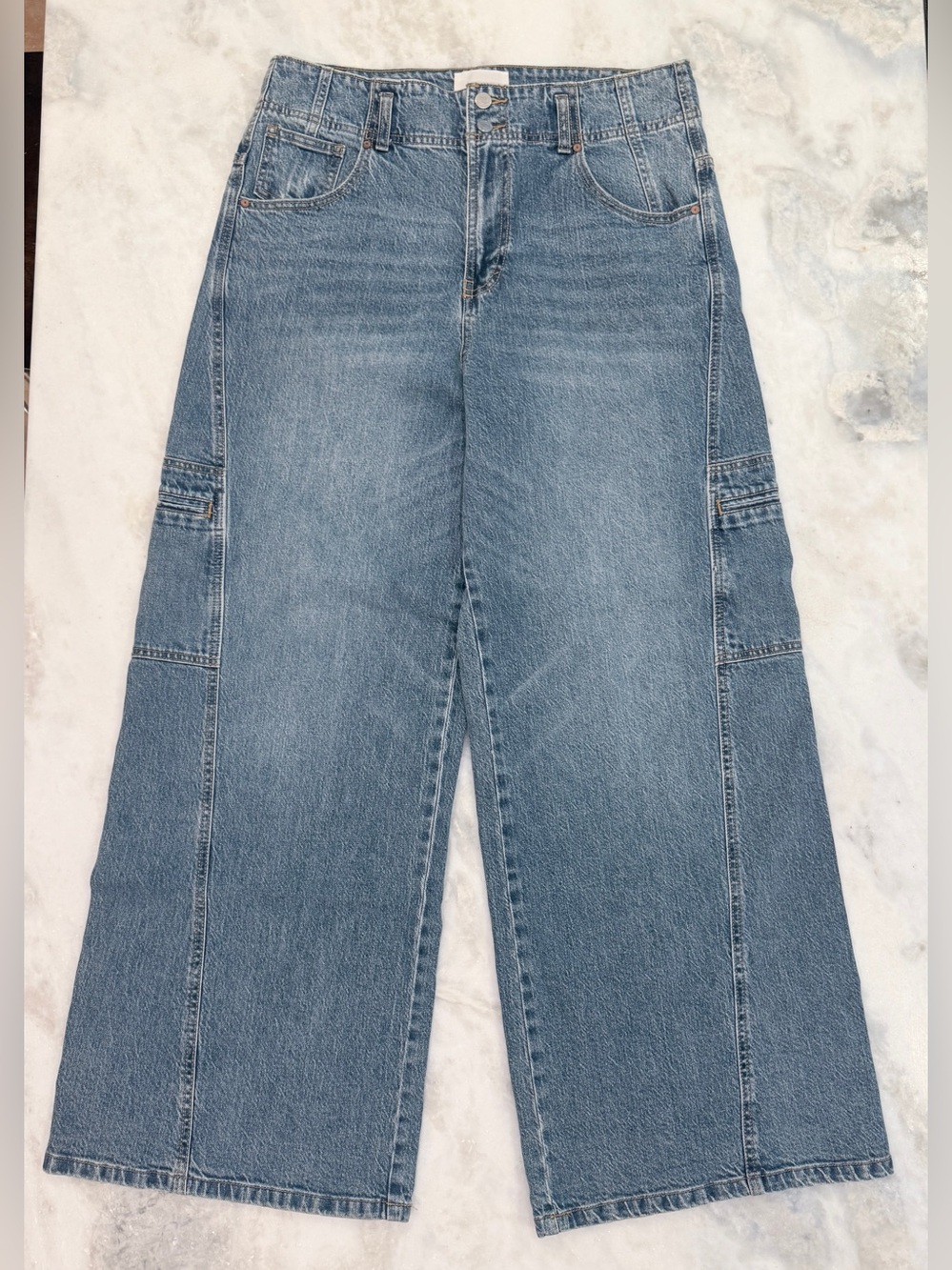 Anthropologie Habitual Cargo Extra Wide Leg Jeans Women’s 14/32 High Rise